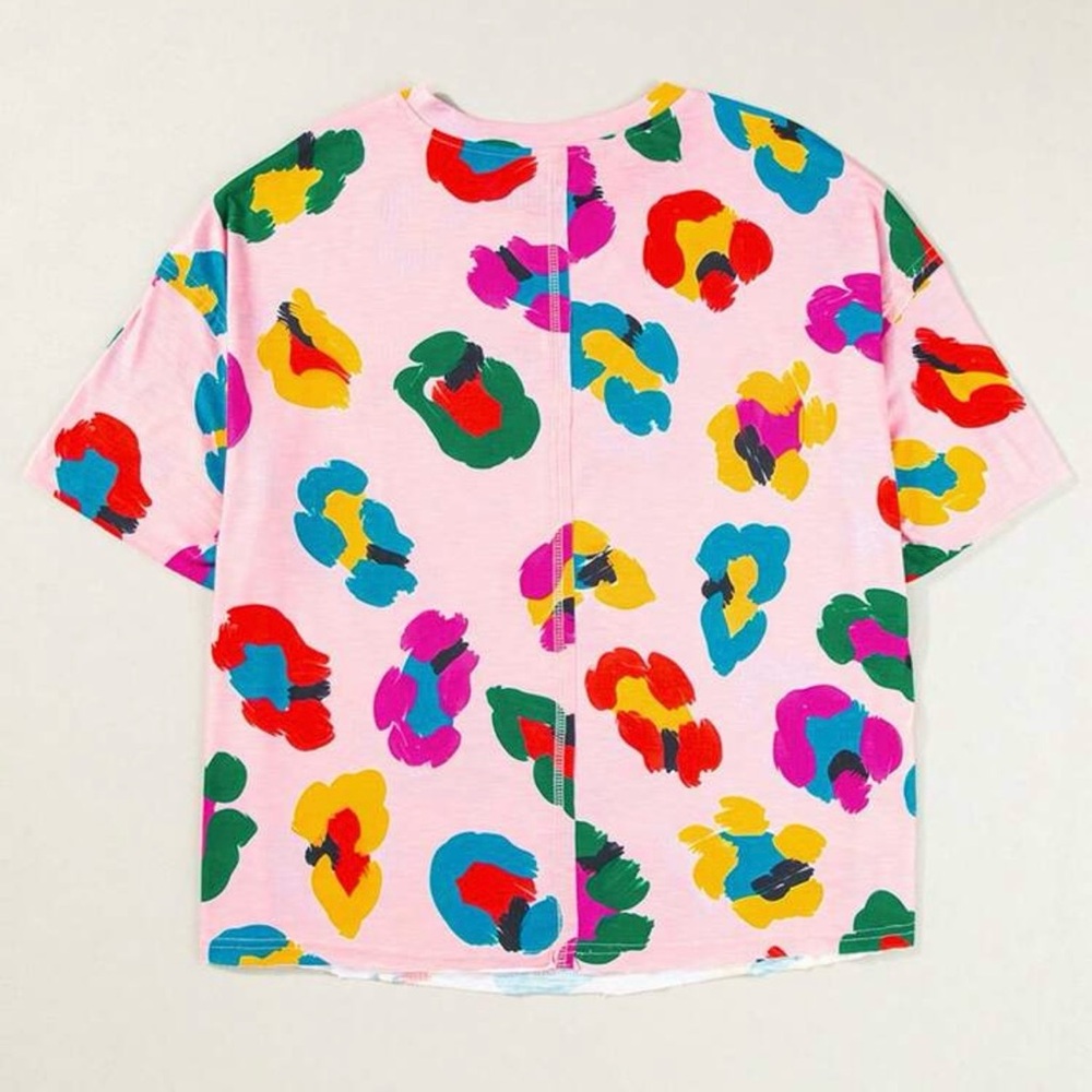 ⭐️Pink and Red Abstract Short Sleeve Tee - Picture 2 of 5